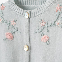 Load image into Gallery viewer, Aqua Embroidered Baby Cardigan
