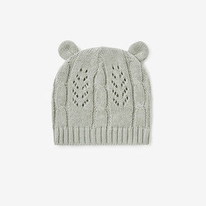SAGE LEAF KNIT BABY HAT WITH EARS